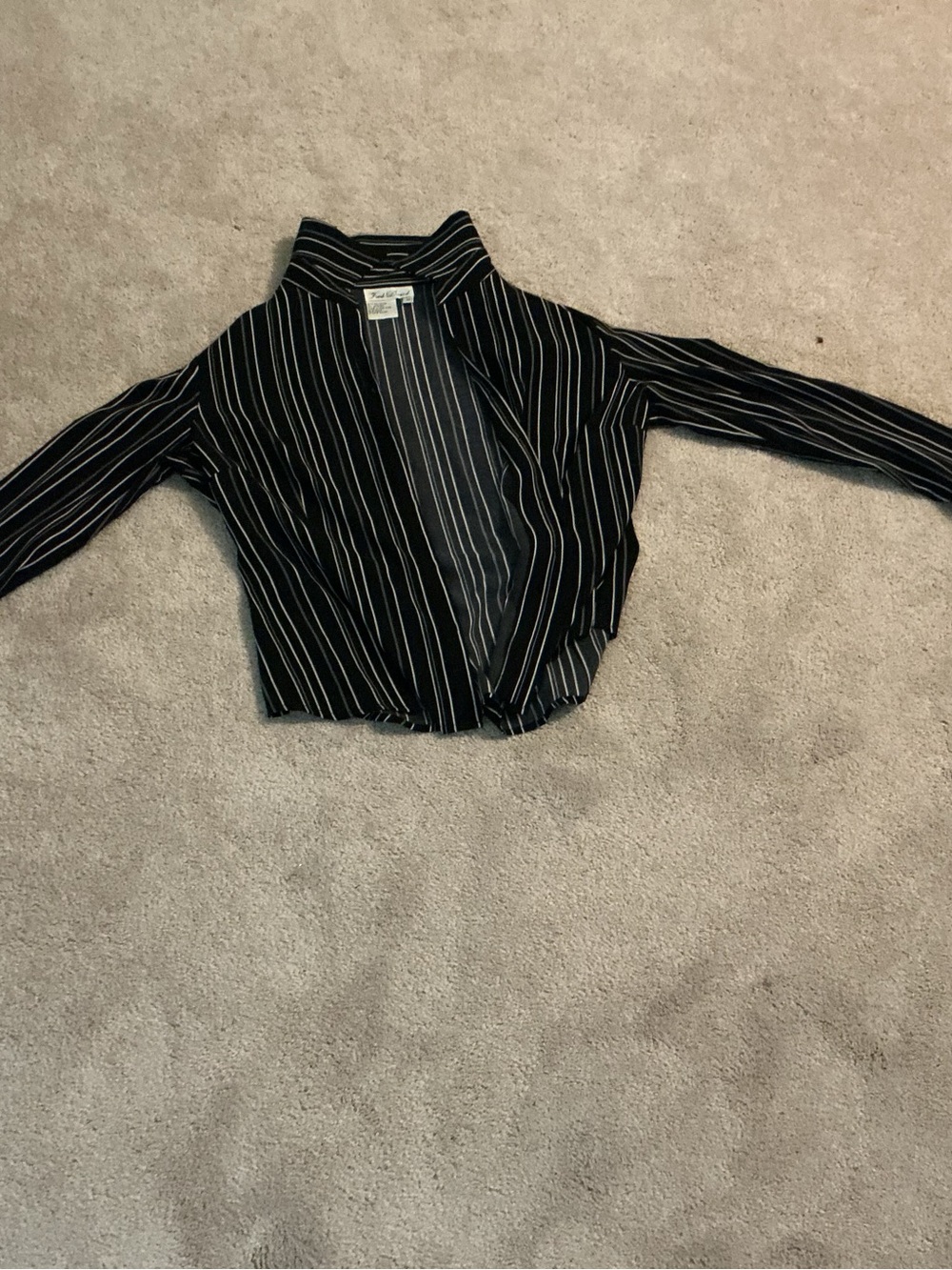Fred David Black Pinstripe Cropped Blouse